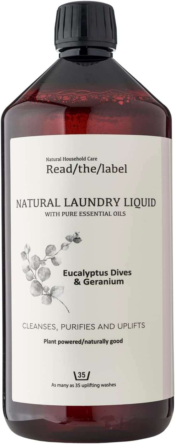 ReadThe Label Laundry Liquid 1 Read The Label - Eucalyptus Dives & Geranium - Natural Laundry Liquid with Pure Essential Oils - Cleanses, Purifies, and Uplifts - Natural,...